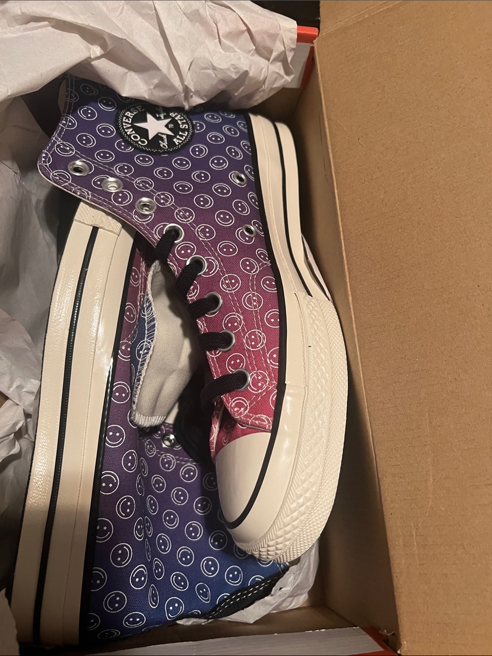 Converse High Top Gradient Smile Face Canvas - Purple to Pink - Picture 3 of 3